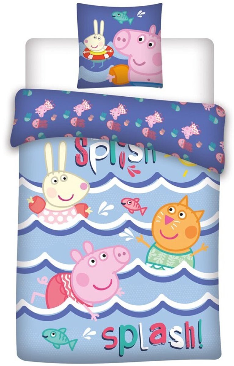 Peppa Pig dekbedovertrek splash - polykatoen - eenpersoons (140x200 + 65x65 cm)