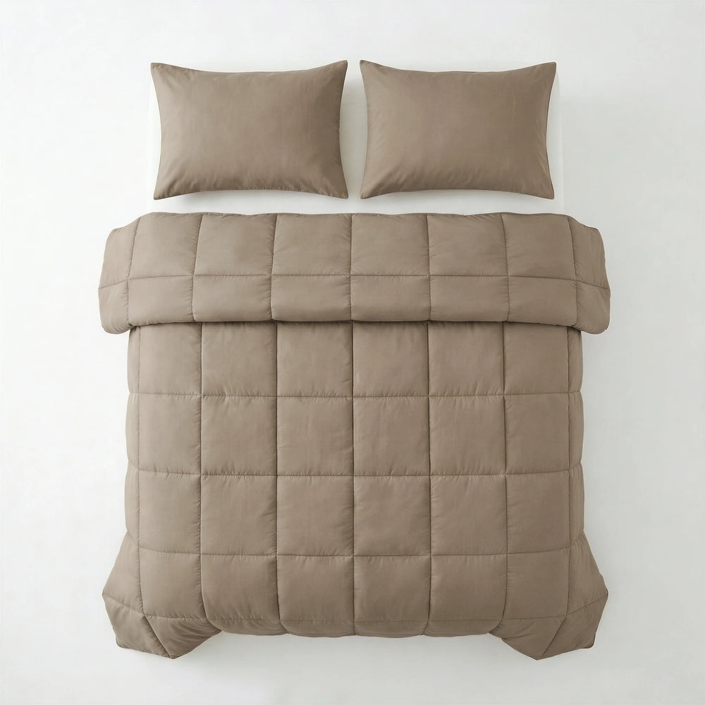 Primaviera Deluxe Lazy Dekbed zonder overtrek Percale - Excl. kussenslopen - Taupe - bovenaanzicht