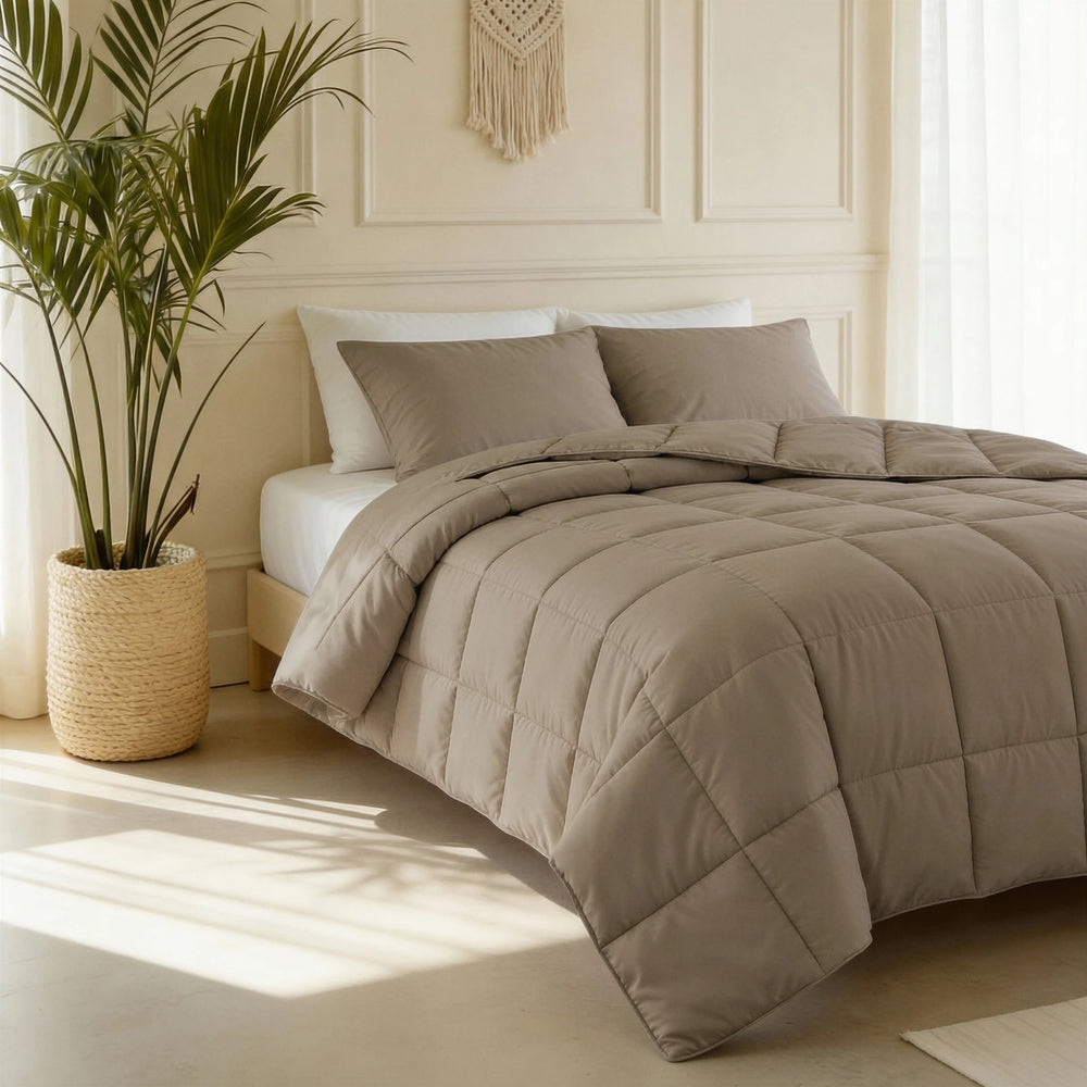 Primaviera Deluxe Lazy Dekbed zonder overtrek Percale - Excl. kussenslopen - Taupe - sfeer