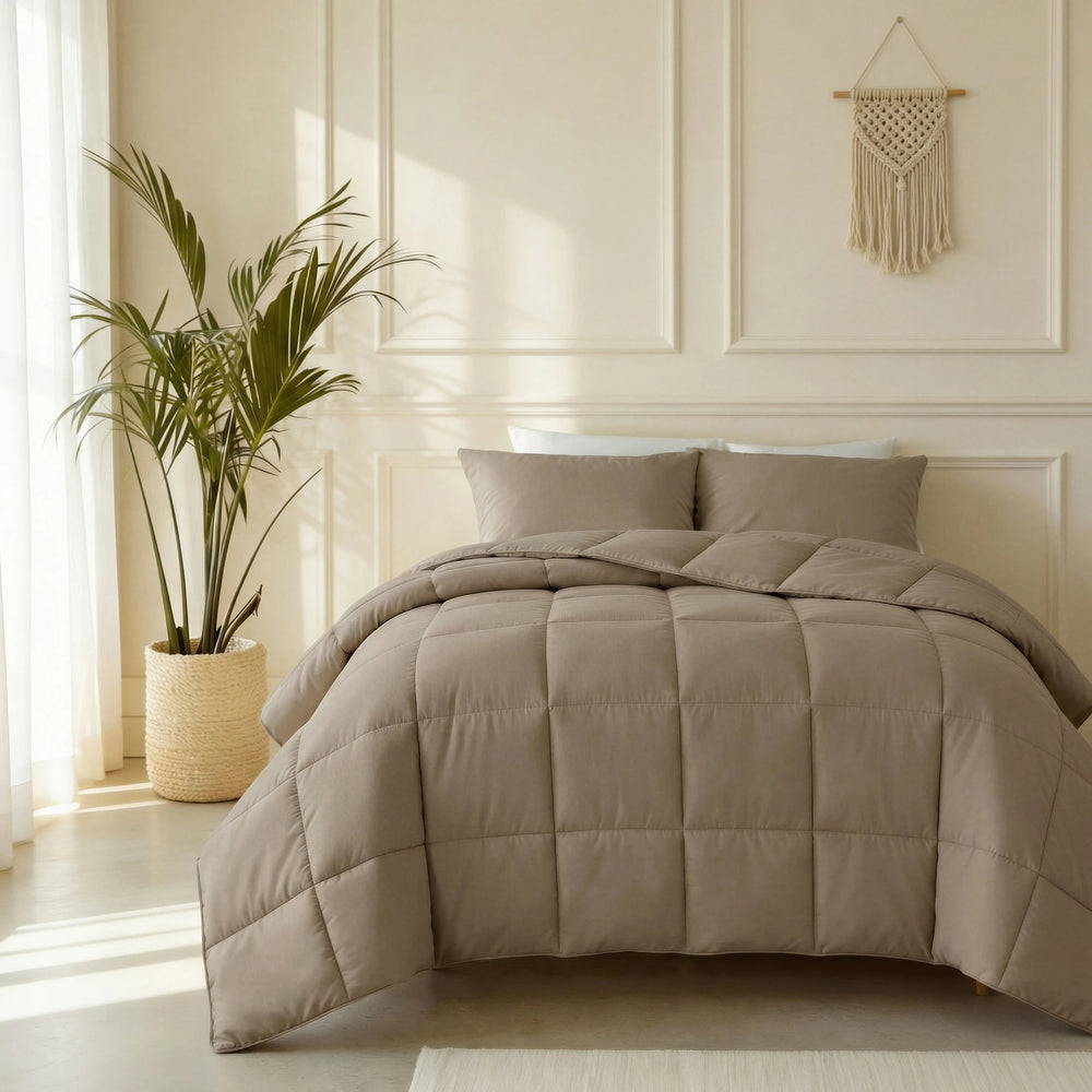Primaviera Deluxe Lazy Dekbed zonder overtrek Percale - Excl. kussenslopen - Taupe - sfeerfoto