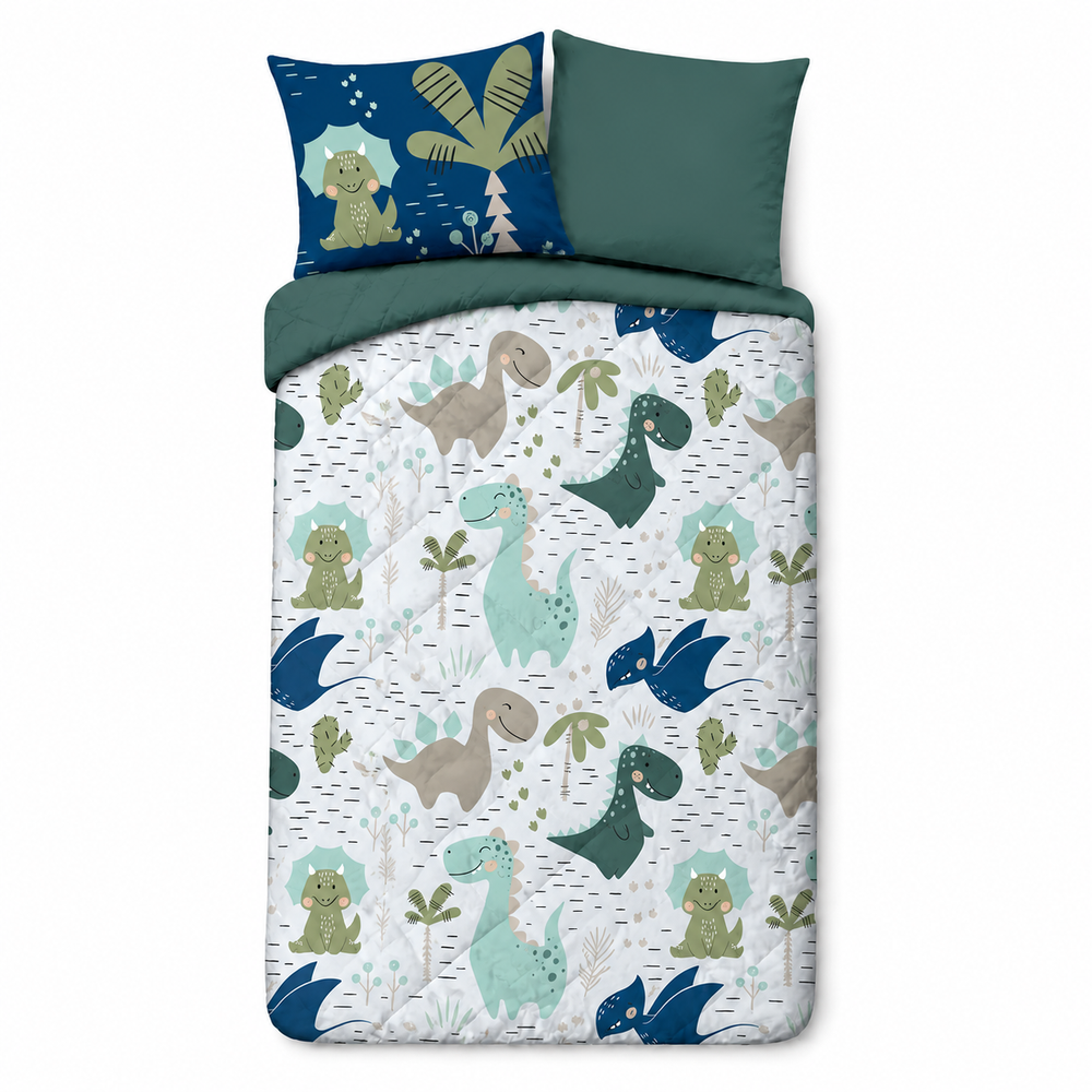 Pure kinderdekbed zonder overtrek Dino - Incl. kussensloop - 140x200 cm
