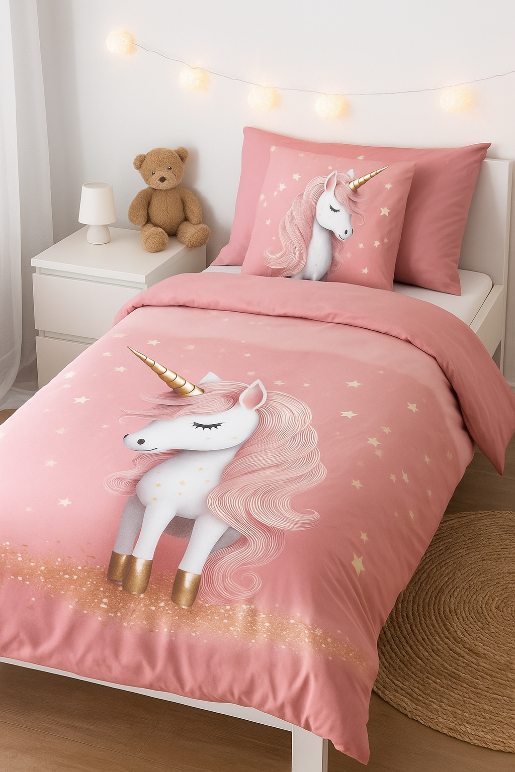 Pure kinderdekbedovertrek Sparkles unicorn - microvezel - eenpersoons (140x220 + 60x70 cm)