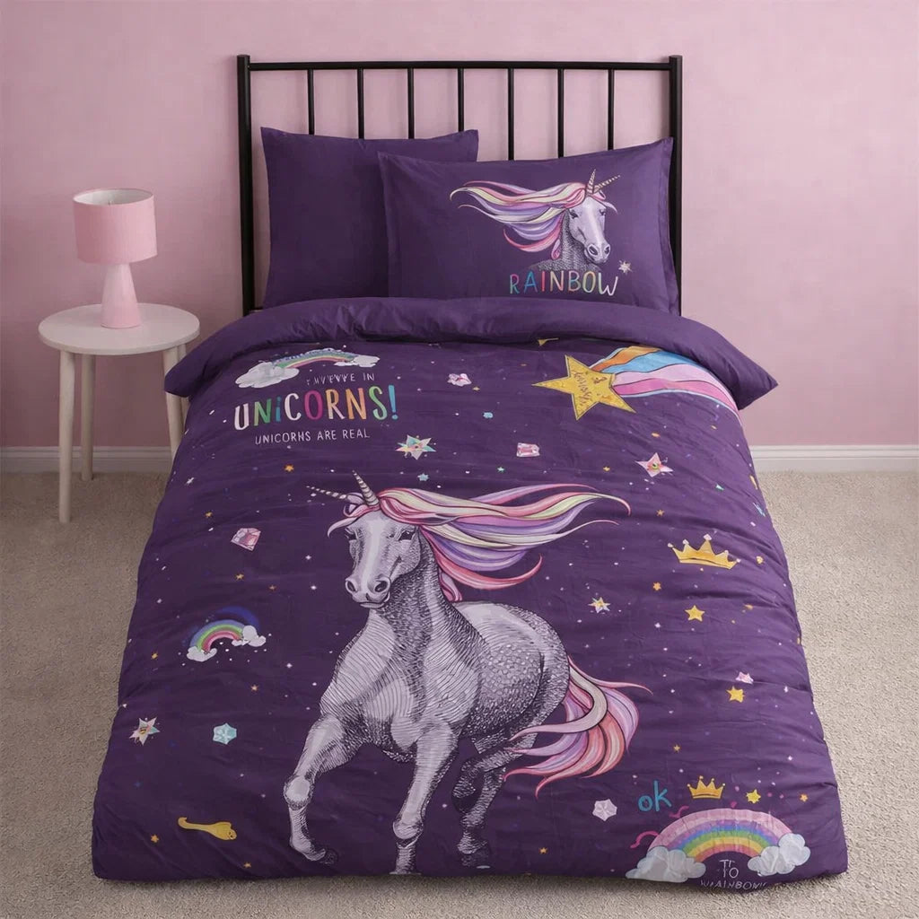 Decoware dekbedovertrek Rainbow unicorn - Katoen - eenpersoons (140x220 + 60x70 cm)