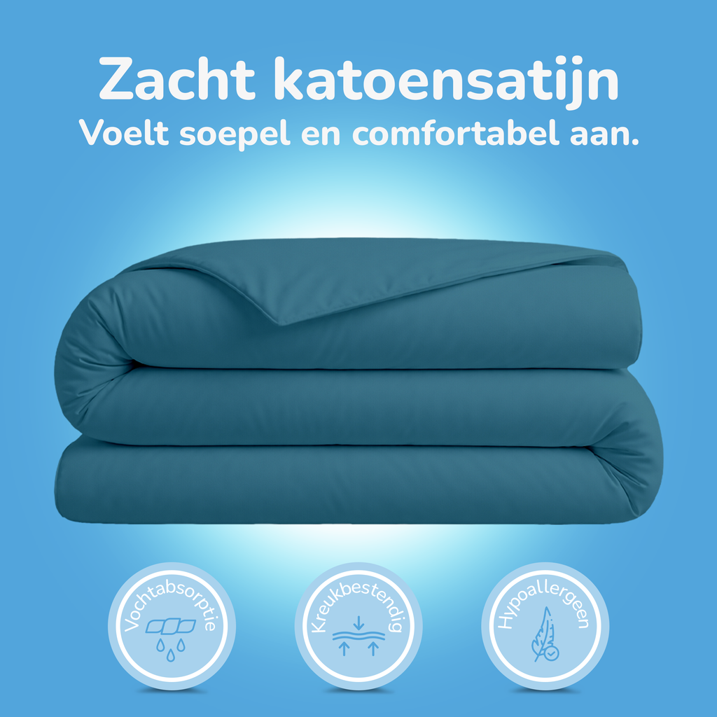 Decoware dekbedovertrek uni - blauw - katoensatijn