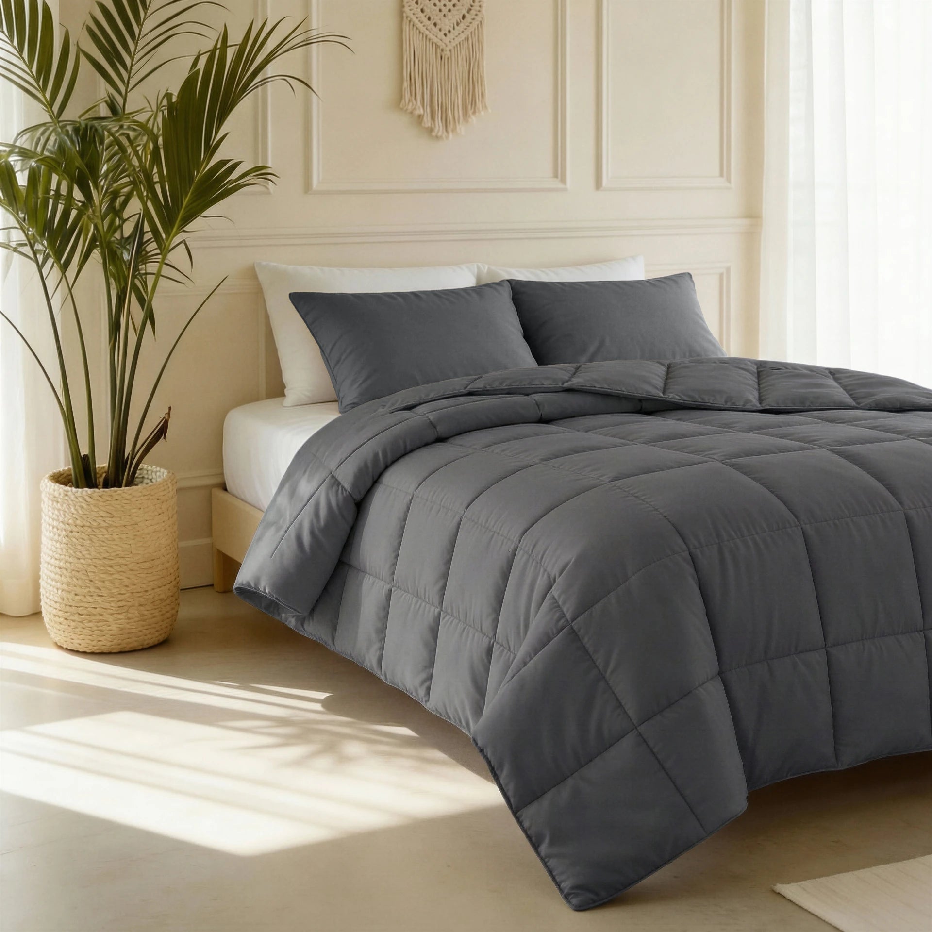 Primaviera Deluxe Lazy Dekbed zonder overtrek excl. kussensloop - Percale Katoen - Antraciet