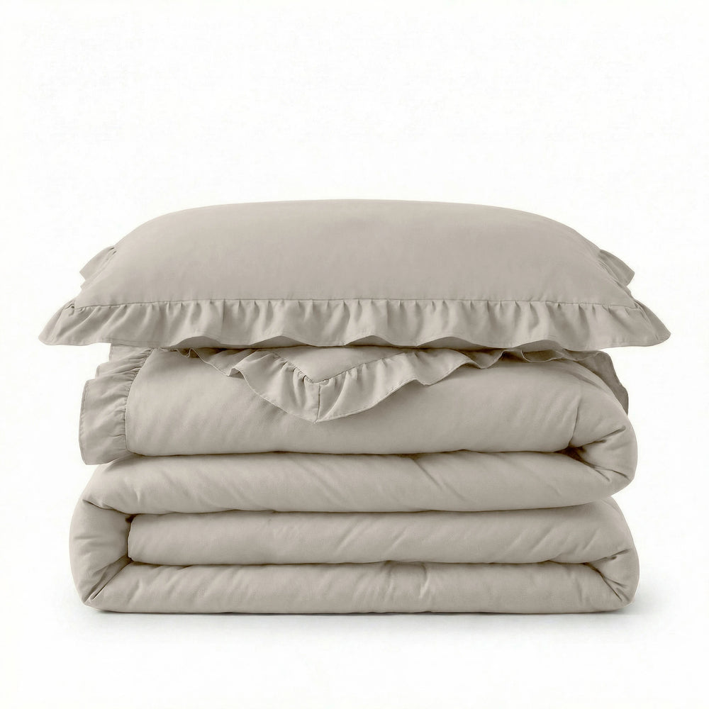 Sleeptime Lazy dekbed zonder overtrek Ruffles excl. kussensloop - Beige/Grijs