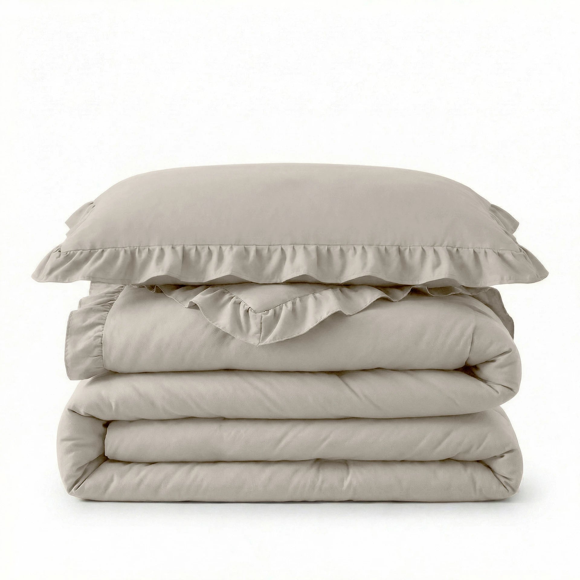 Sleeptime Lazy dekbed zonder overtrek Ruffles excl. kussensloop - Beige/Grijs