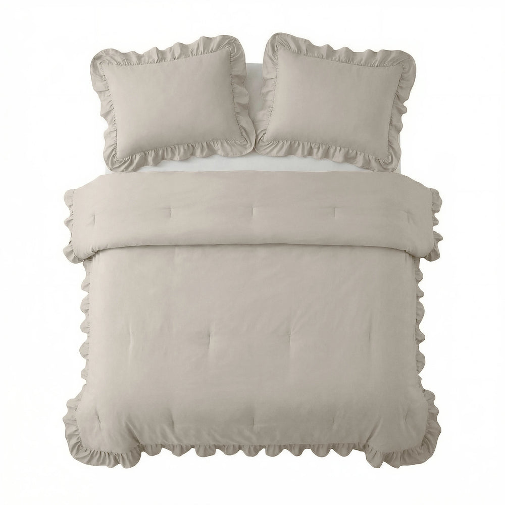 Sleeptime Lazy dekbed zonder overtrek Ruffles excl. kussensloop - Beige/Grijs