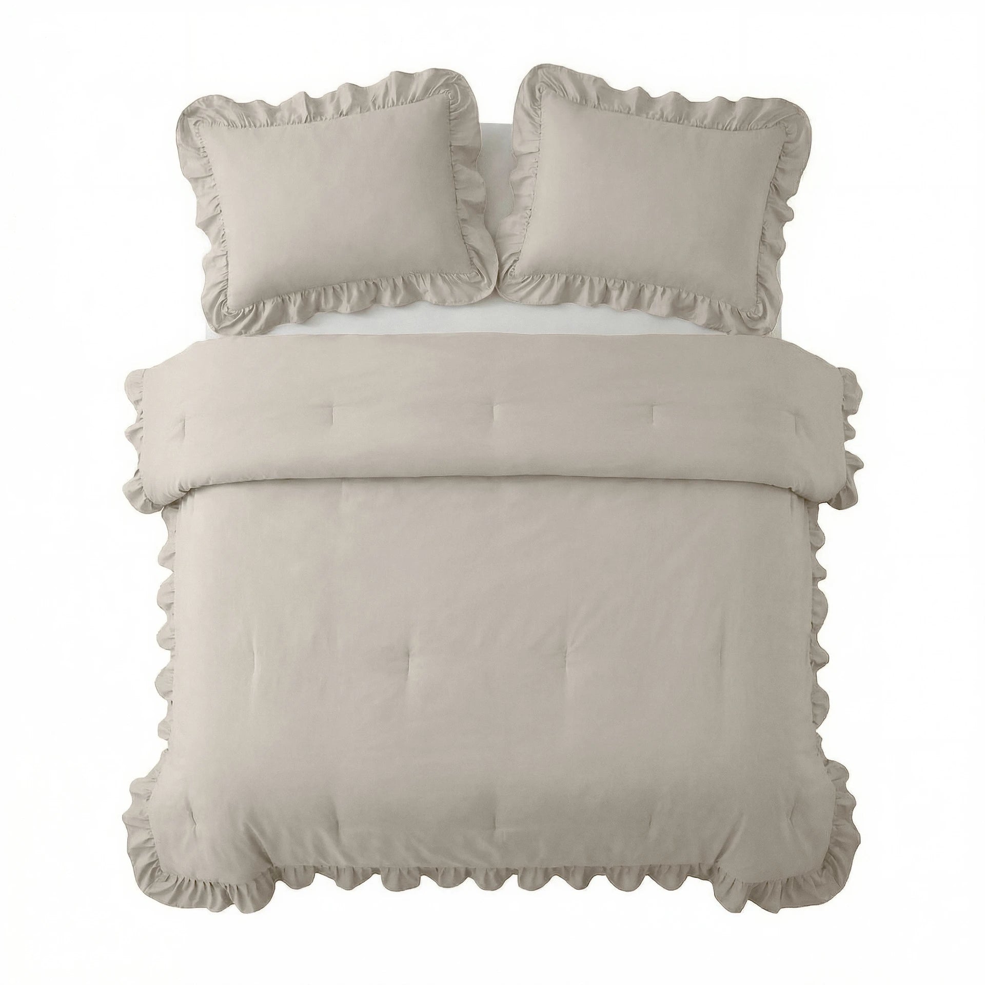 Sleeptime Lazy dekbed zonder overtrek Ruffles excl. kussensloop - Beige/Grijs