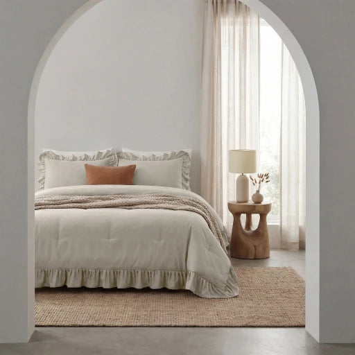 Sleeptime Lazy dekbed zonder overtrek Ruffles excl. kussensloop - Beige/Grijs