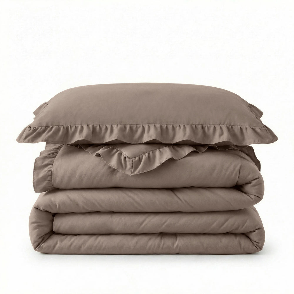 Sleeptime Lazy dekbed zonder overtrek Ruffles excl. kussensloop - Taupe