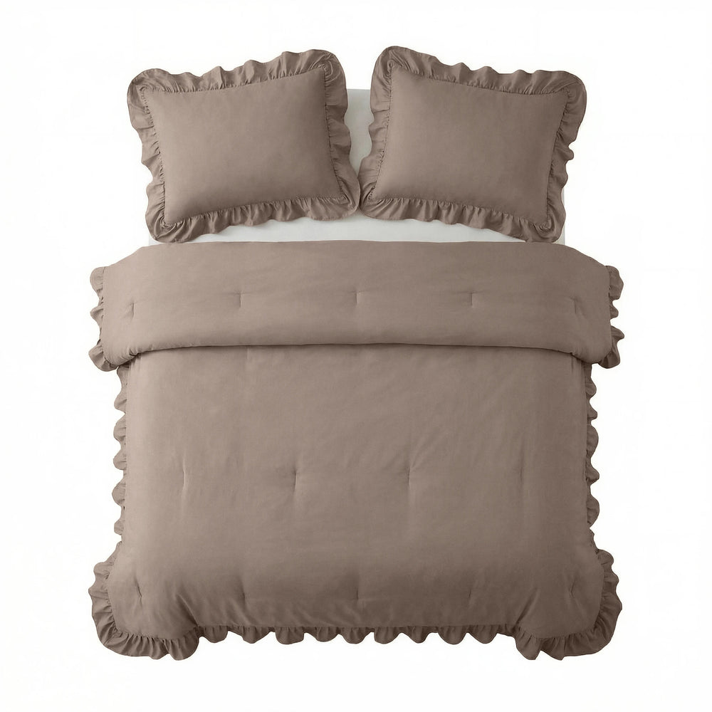 Sleeptime Lazy dekbed zonder overtrek Ruffles excl. kussensloop - Taupe