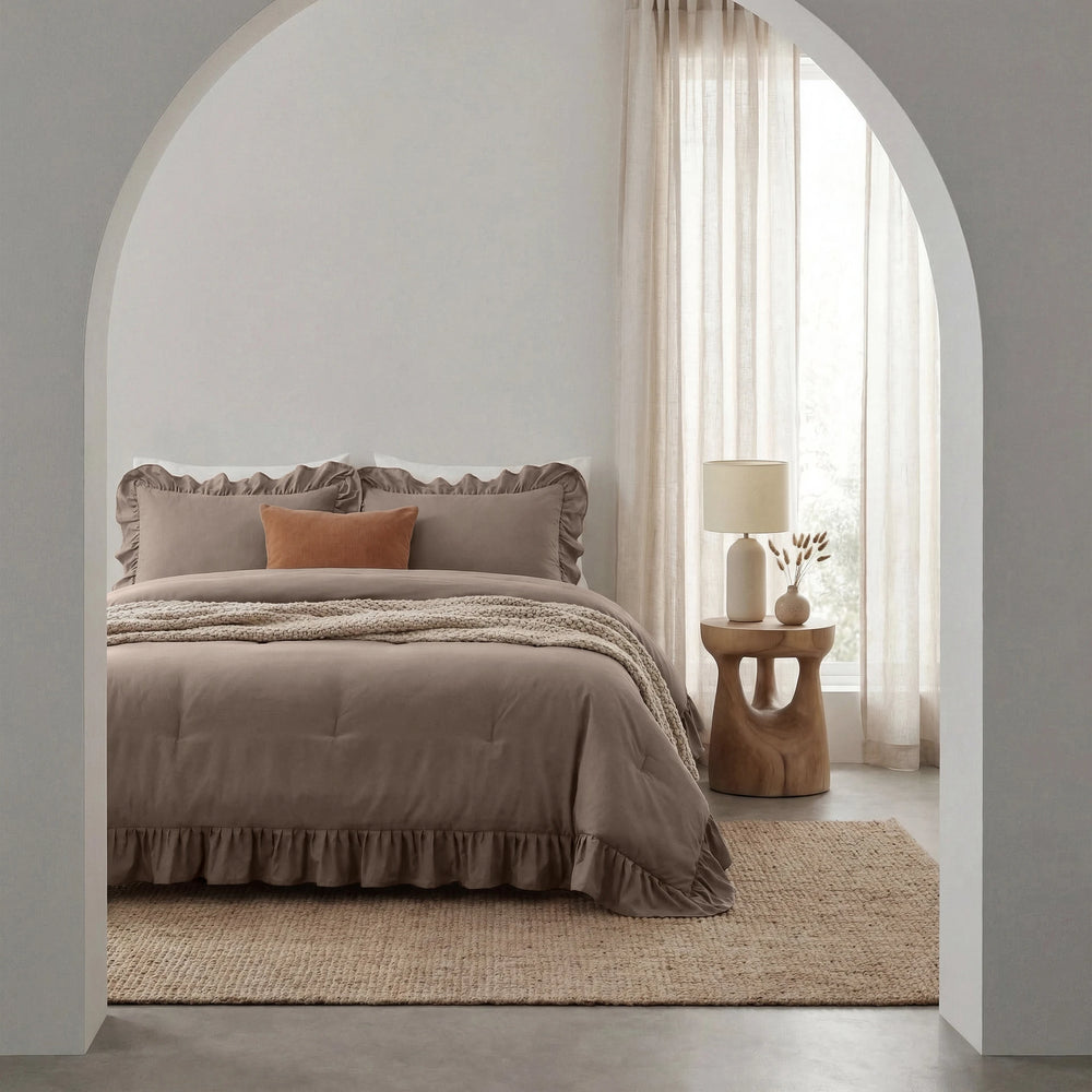 Sleeptime Lazy dekbed zonder overtrek Ruffles excl. kussensloop - Taupe