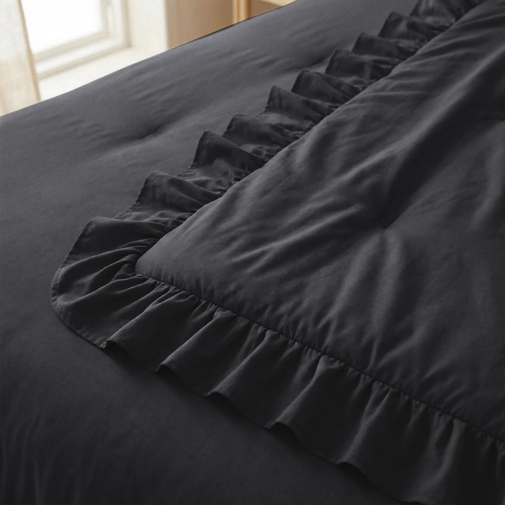Sleeptime Lazy dekbed zonder overtrek Ruffles excl. kussensloop - Antraciet