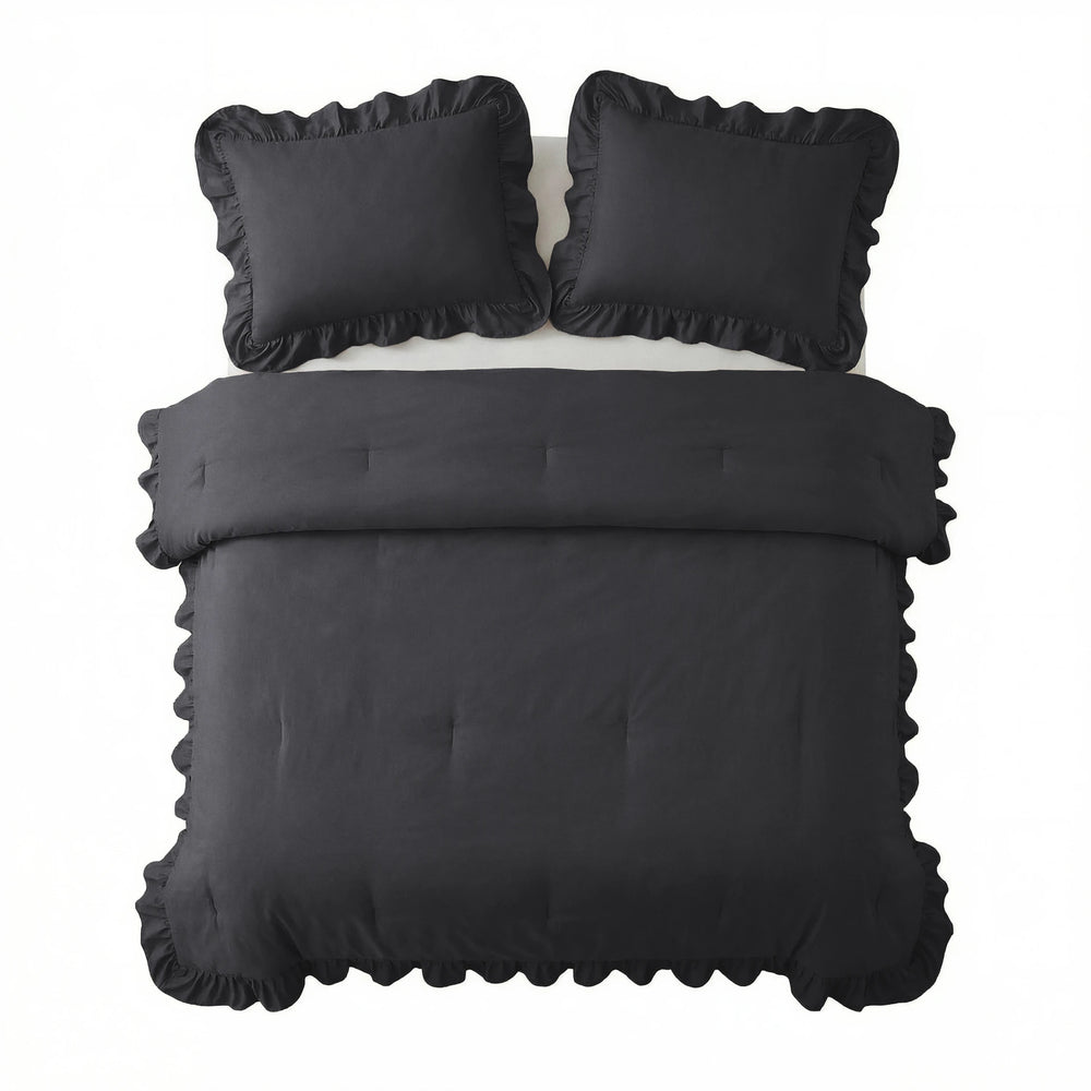 Sleeptime Lazy dekbed zonder overtrek Ruffles excl. kussensloop - Antraciet