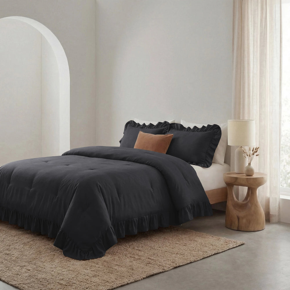 Sleeptime Lazy dekbed zonder overtrek Ruffles excl. kussensloop - Antraciet