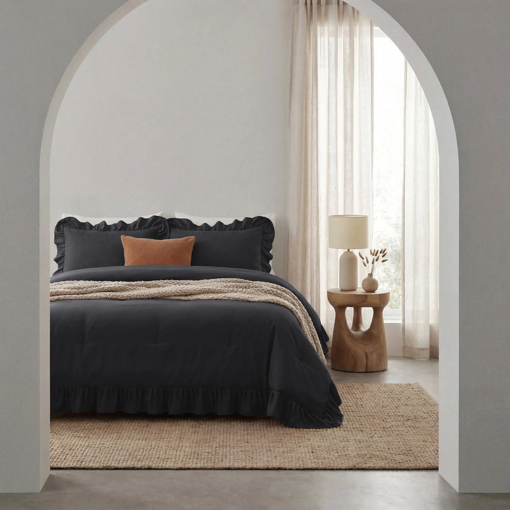 Sleeptime Lazy dekbed zonder overtrek Ruffles excl. kussensloop - Antraciet