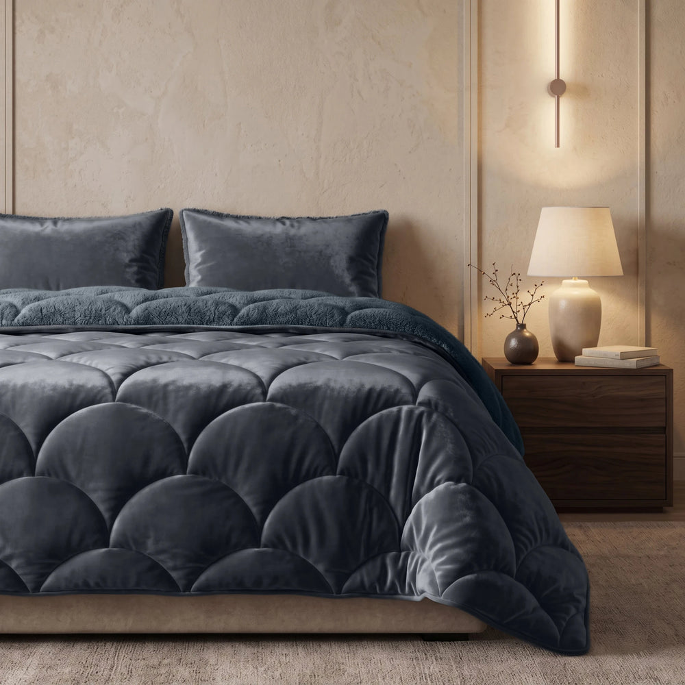 Sleeptime Lazy dekbed zonder overtrek Teddy/Velvet incl. kussensloop - Antraciet