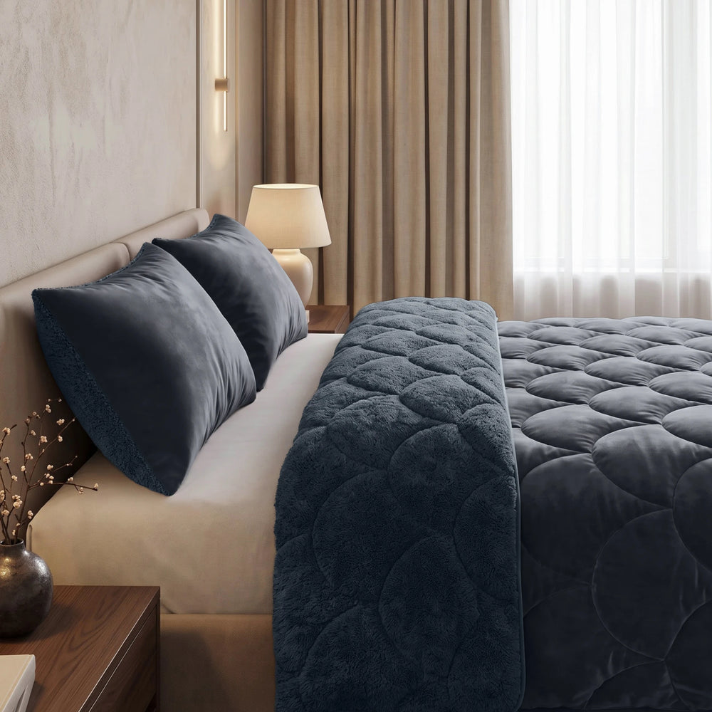 Sleeptime Lazy dekbed zonder overtrek Teddy/Velvet incl. kussensloop - Antraciet