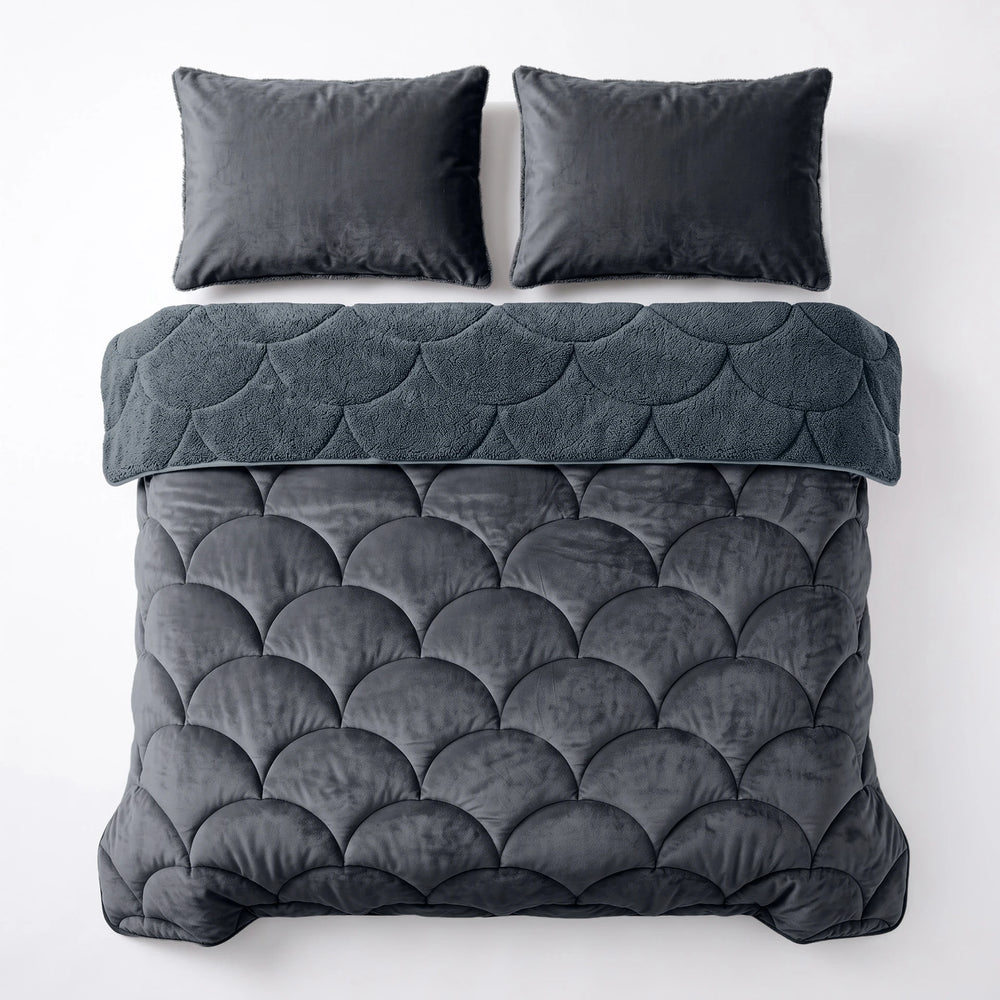 Sleeptime Lazy dekbed zonder overtrek Teddy/Velvet incl. kussensloop - Antraciet