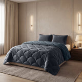 Sleeptime Lazy dekbed zonder overtrek Teddy/Velvet incl. kussensloop - Antraciet