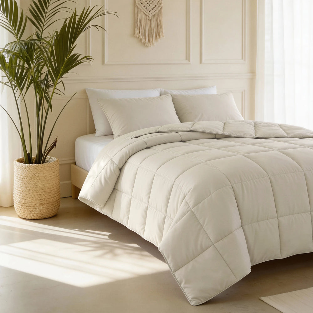 Sleeptime Lazy Dekbed zonder overtrek Deluxe Percale - Excl. kussenslopen - Beige - kamerfoto