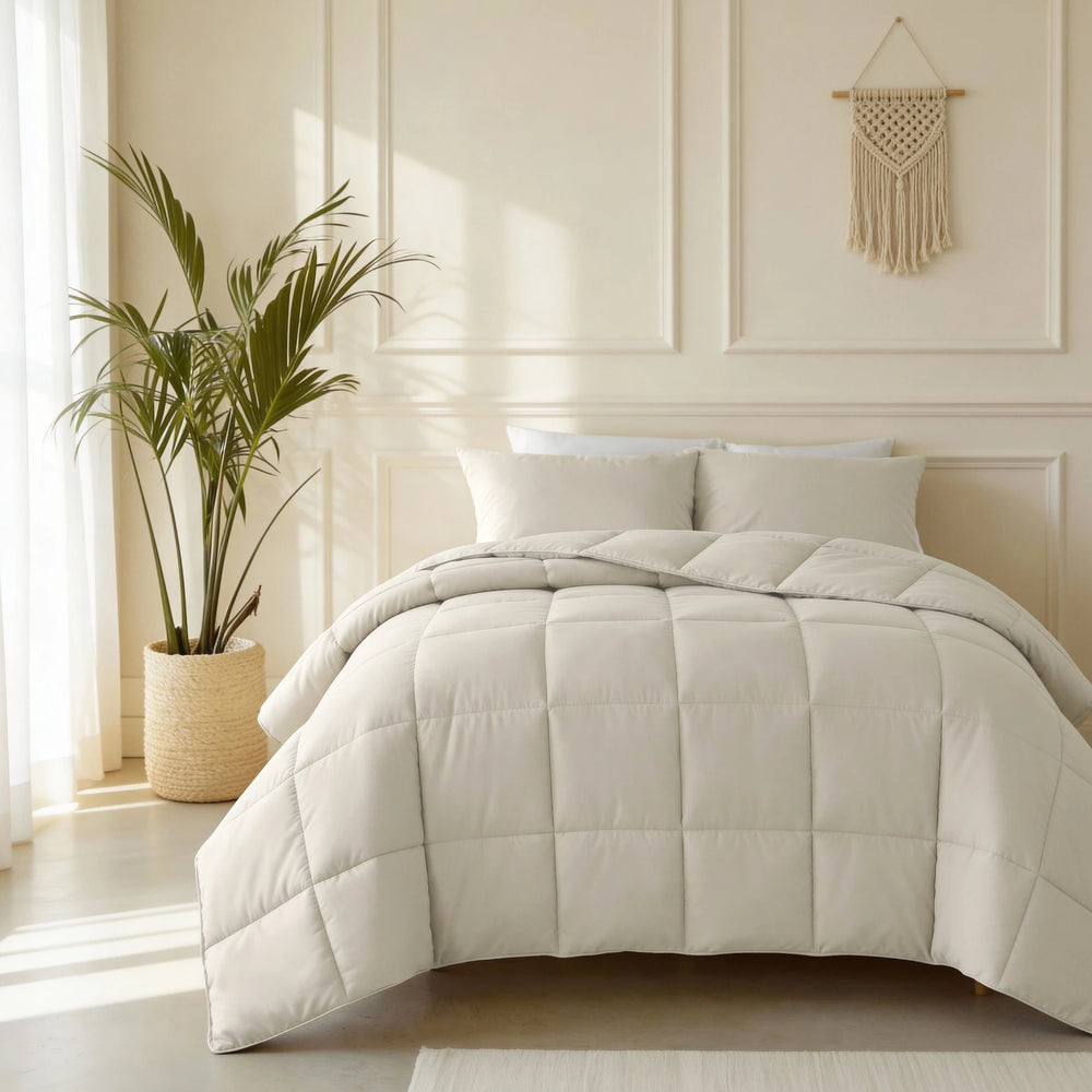Sleeptime Lazy Dekbed zonder overtrek Deluxe Percale - Excl. kussenslopen - Beige - sfeerfoto