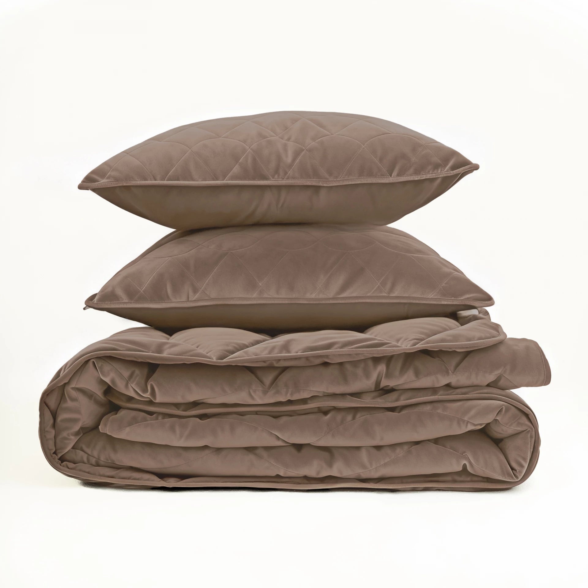 Sleeptime Lazy Velvet dekbed zonder overtrek inclusief kussensloop - Taupe/Bruin
