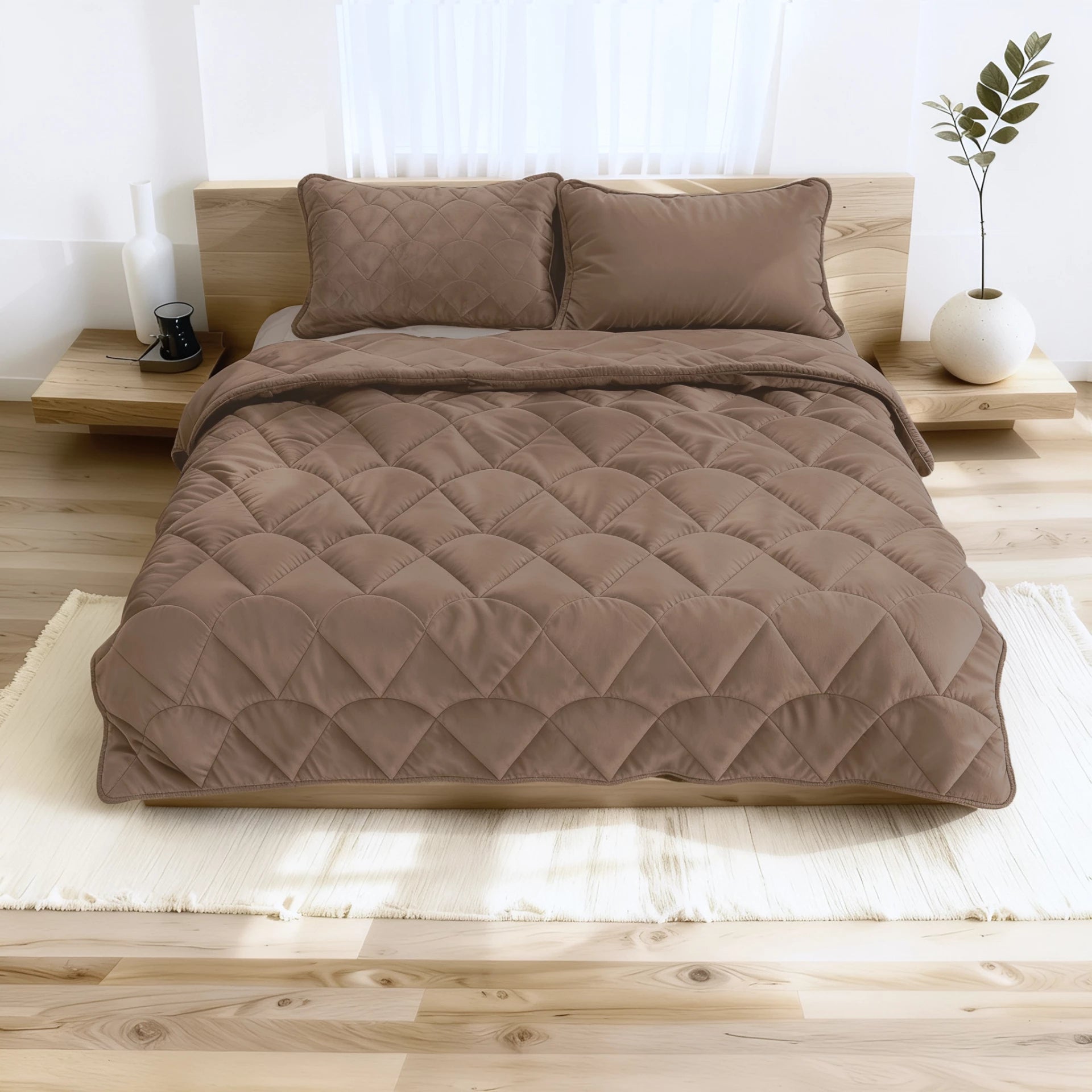 Sleeptime Lazy Velvet dekbed zonder overtrek inclusief kussensloop - Taupe/Bruin