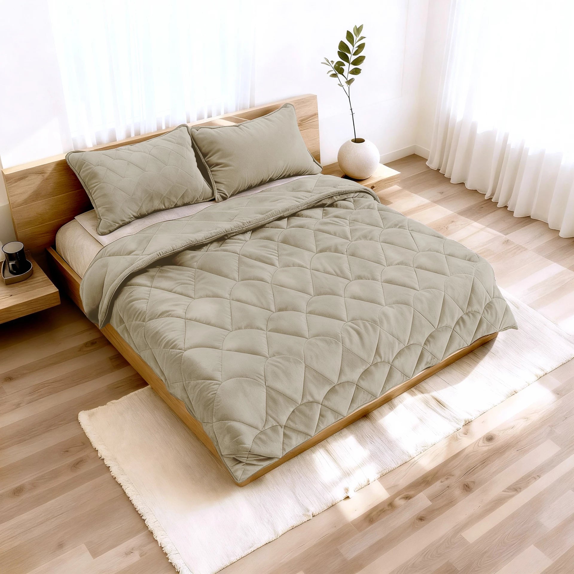 Sleeptime Lazy Velvet dekbed zonder overtrek inclusief kussensloop - Taupe/Grijs