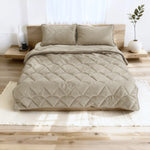 Sleeptime Lazy Velvet dekbed zonder overtrek inclusief kussensloop - Taupe/Grijs