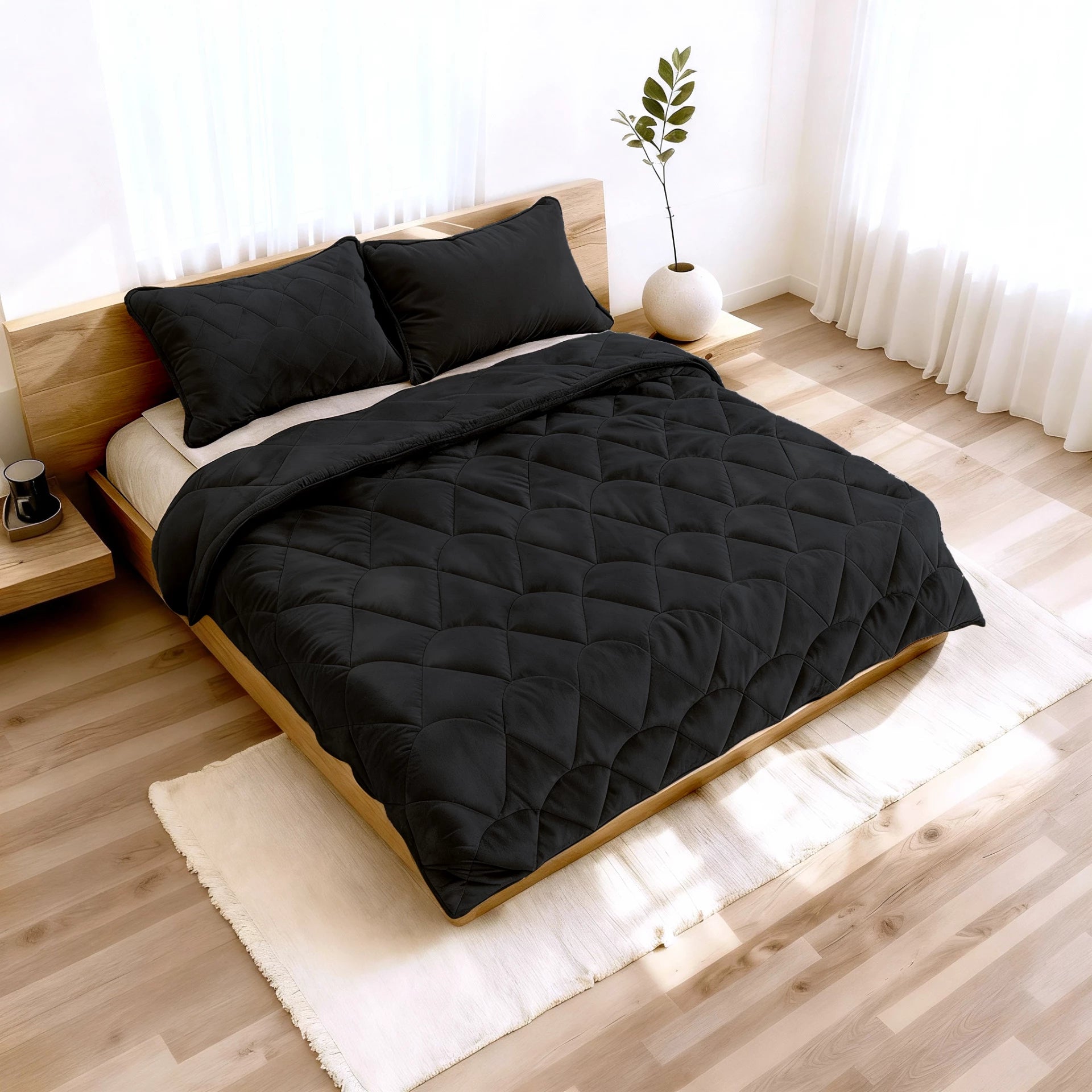 Sleeptime Lazy Velvet dekbed zonder overtrek - inclusief kussensloop - Zwart