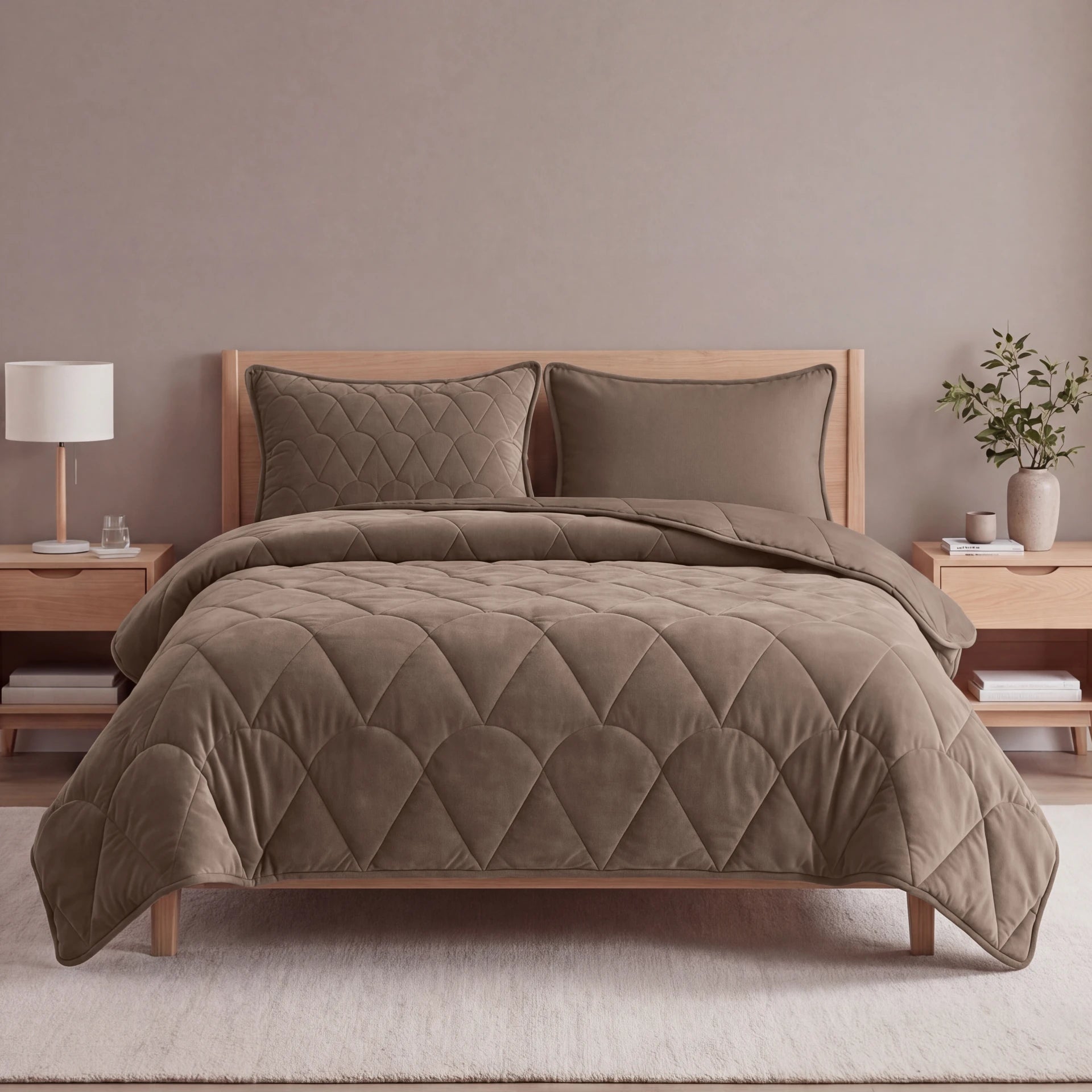 Sleeptime Lazy Velvet dekbed zonder overtrek incl. kussensloop - Taupe/Bruin