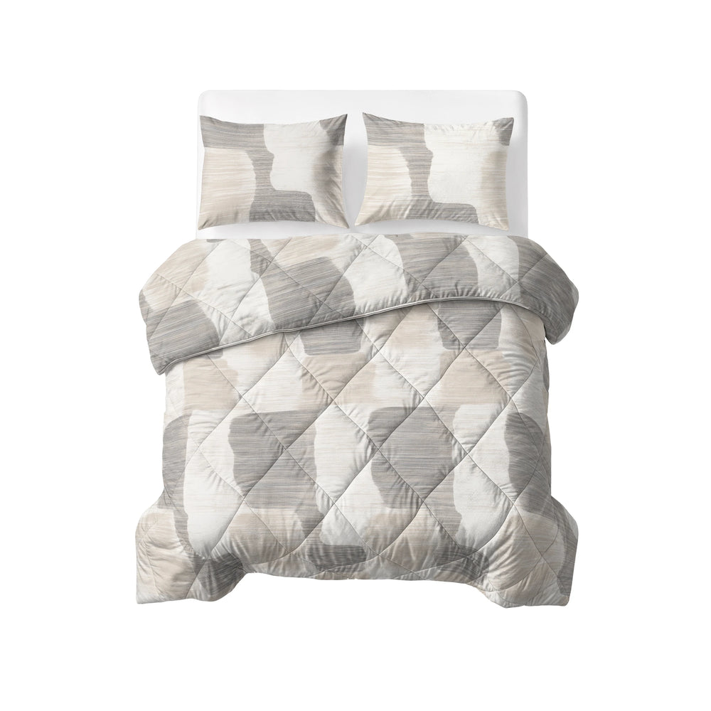 Sleeptime Lazy dekbed zonder overtrek Checkered - Excl. kussensloop - Beige/Grijs - bovenaanzicht