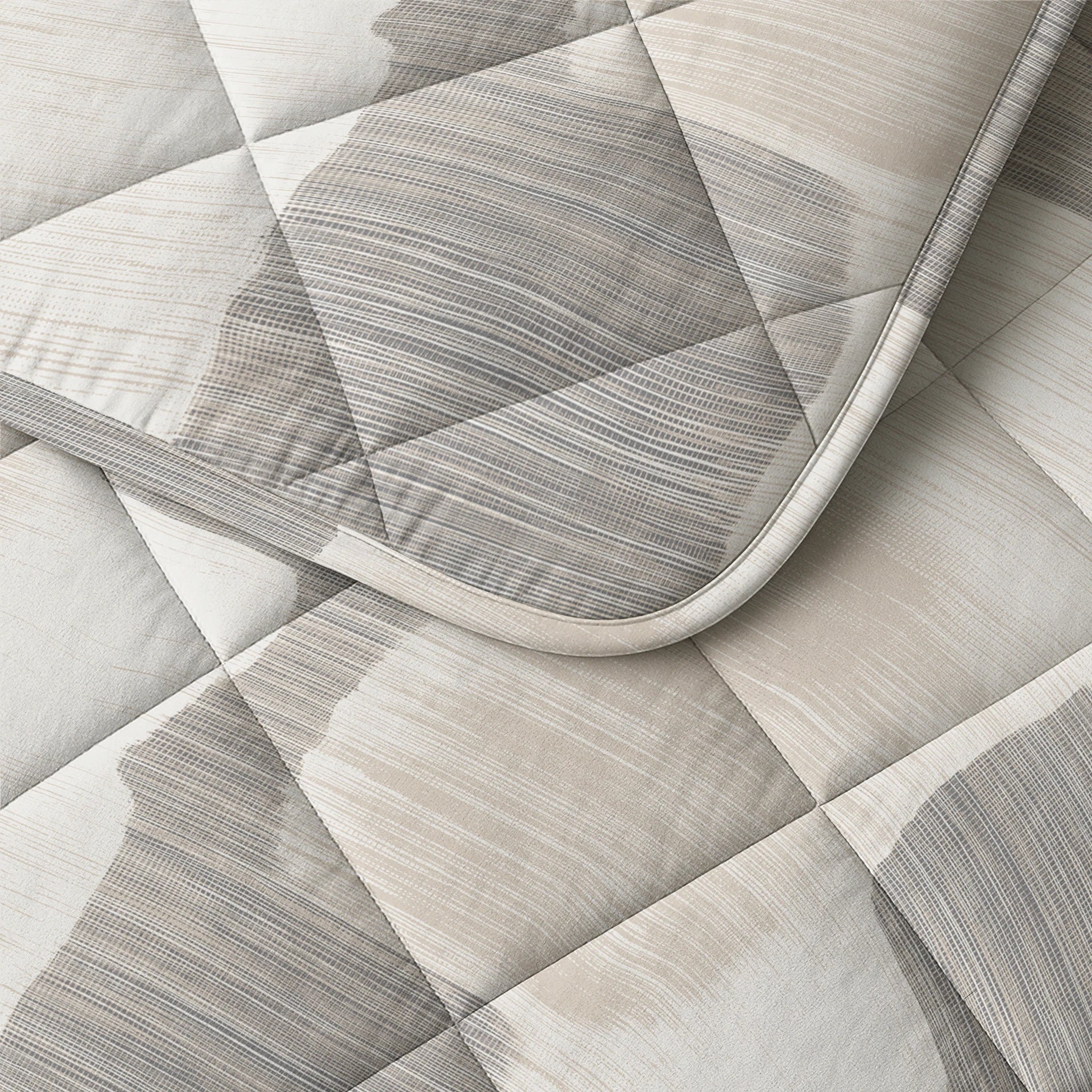 Sleeptime Lazy dekbed zonder overtrek Checkered - Excl. kussensloop - Beige/Grijs - closeup