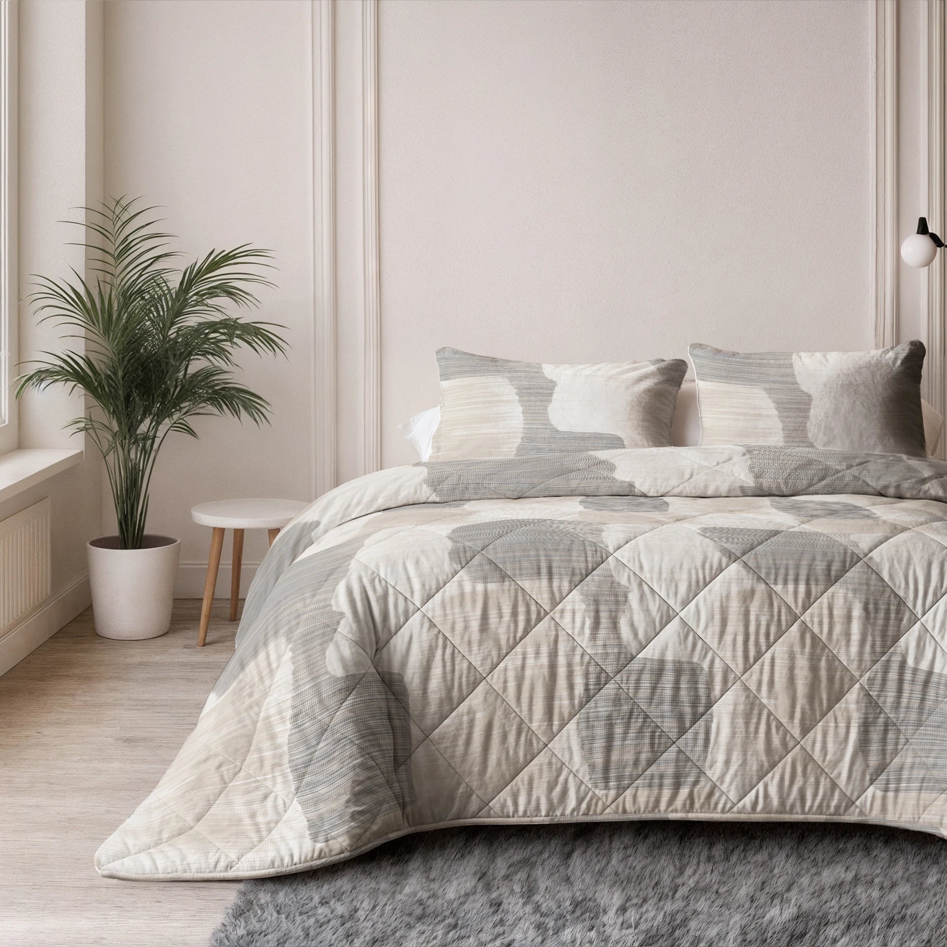 Sleeptime Lazy dekbed zonder overtrek Checkered - Excl. kussensloop - Beige/Grijs - kamerfoto