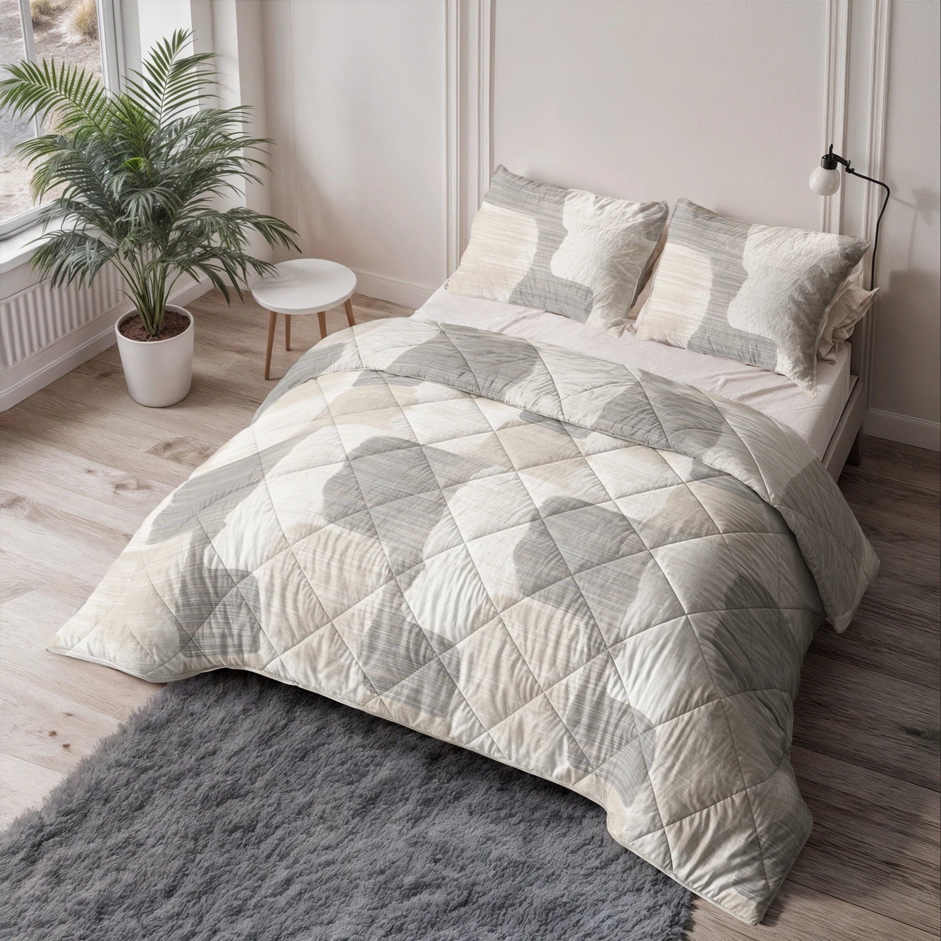 Sleeptime Lazy dekbed zonder overtrek Checkered - Excl. kussensloop - Beige/Grijs - sfeerfoto