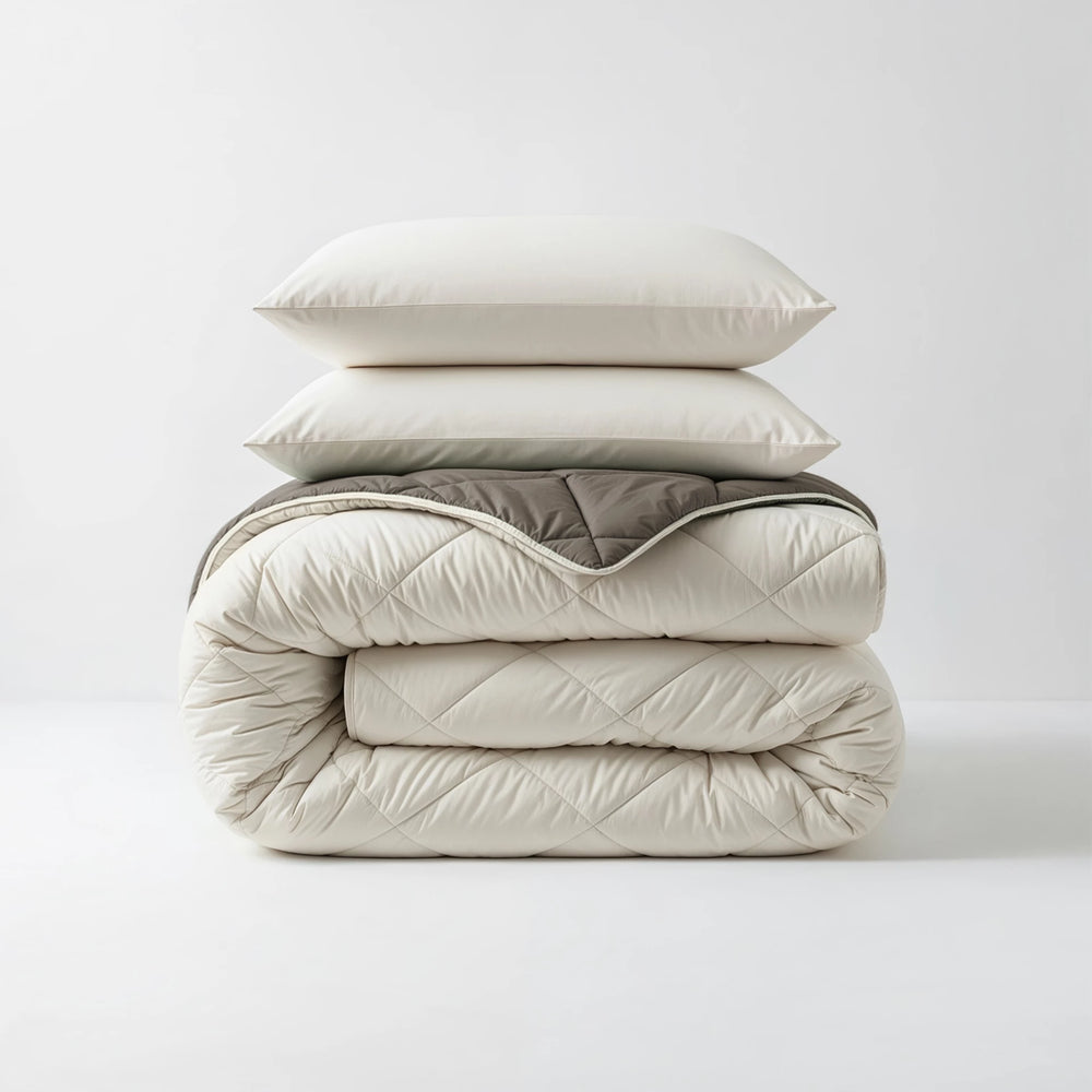 Sleeptime Lazy dekbed zonder overtrek Diamond incl. kussensloop - Crème/Kaki