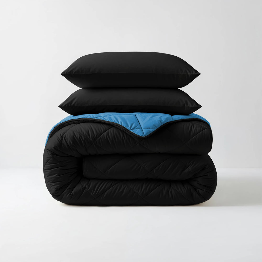 Sleeptime Lazy dekbed zonder overtrek Diamond incl. kussensloop - Zwart/blauw