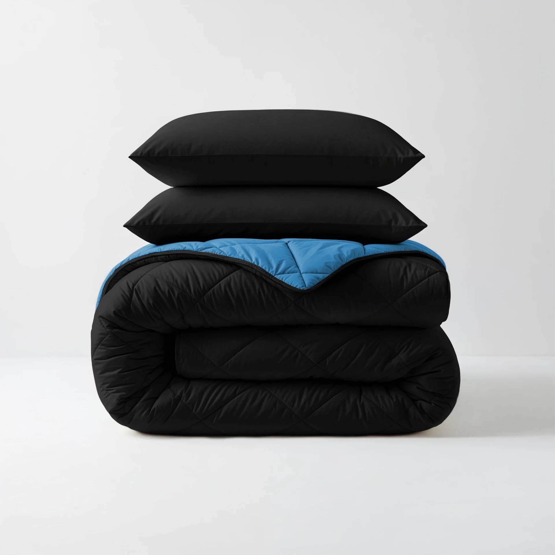 Sleeptime Lazy dekbed zonder overtrek Diamond incl. kussensloop - Zwart/Zee blauw