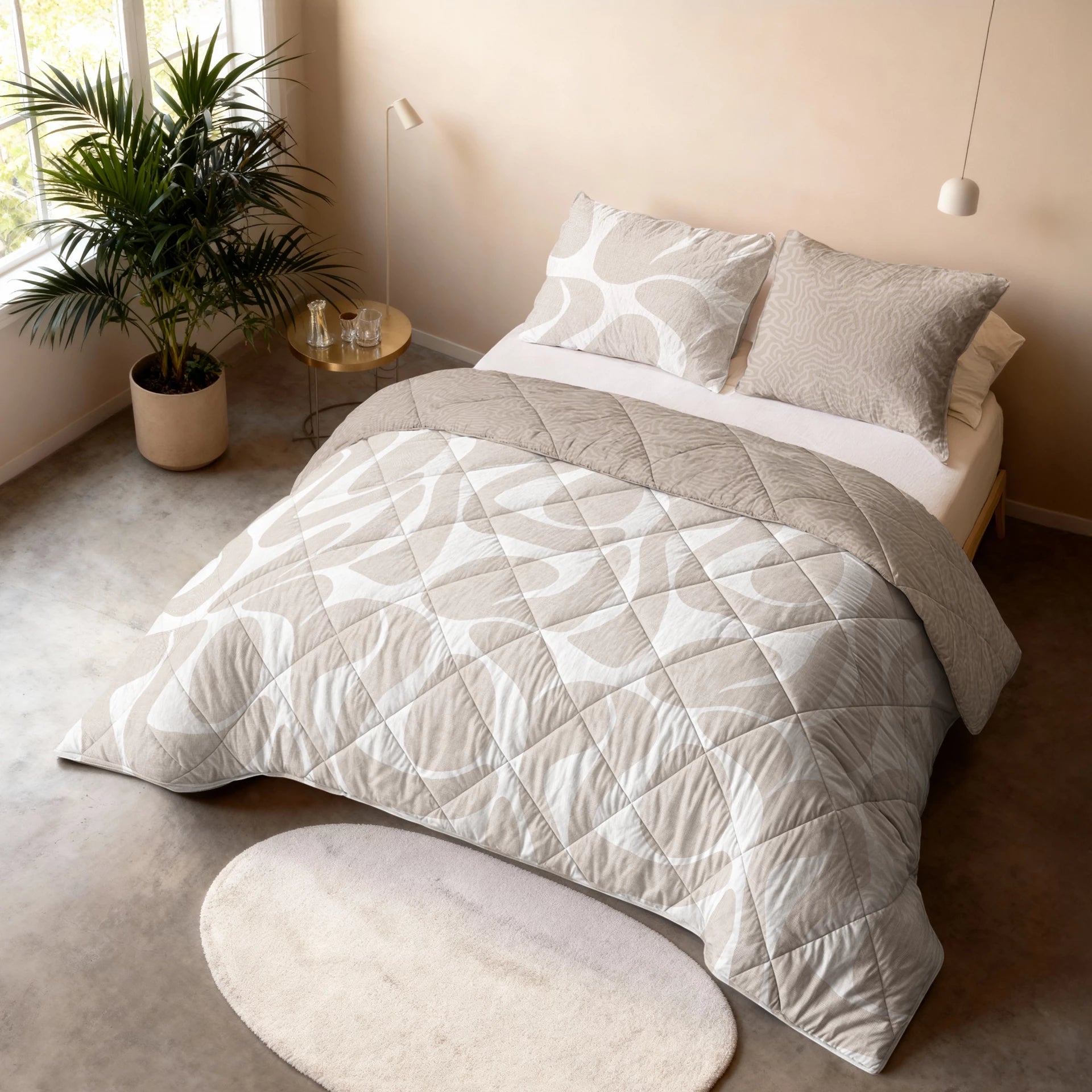 Sleeptime Lazy dekbed zonder overtrek Drifty incl. kussensloop - Zand/Grijs