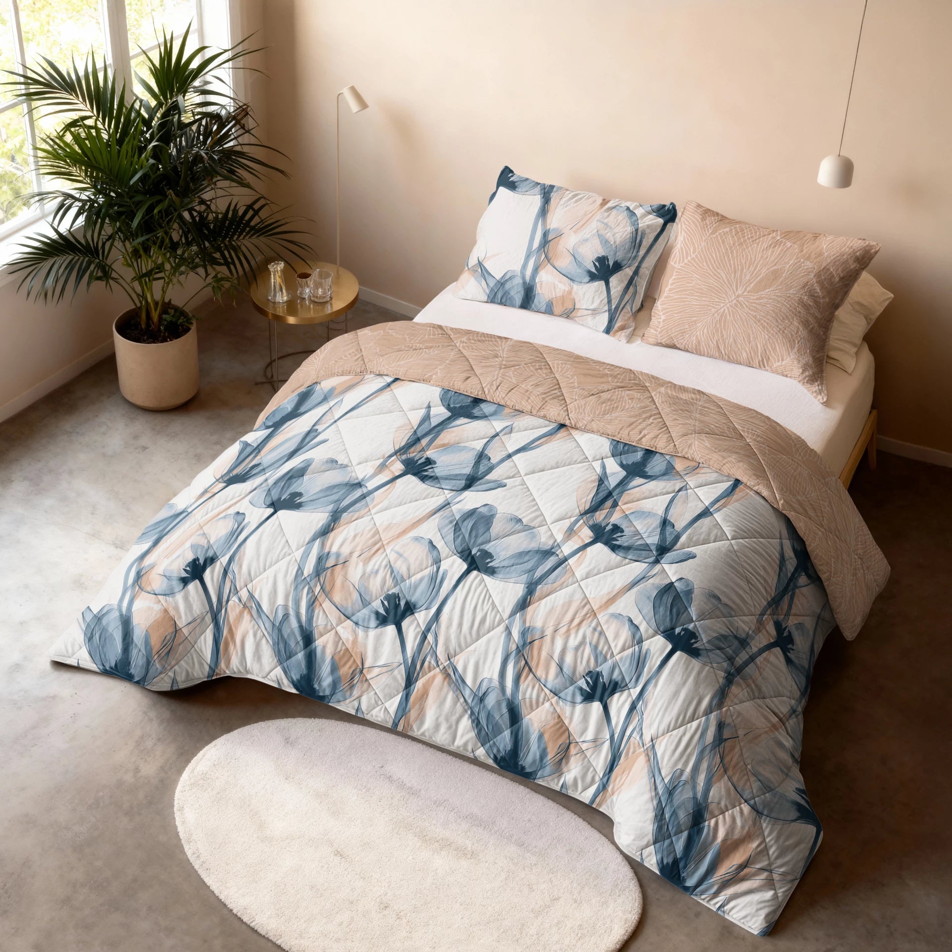 Sleeptime Lazy dekbed zonder overtrek Glass Flower incl. kussensloop - Blauw