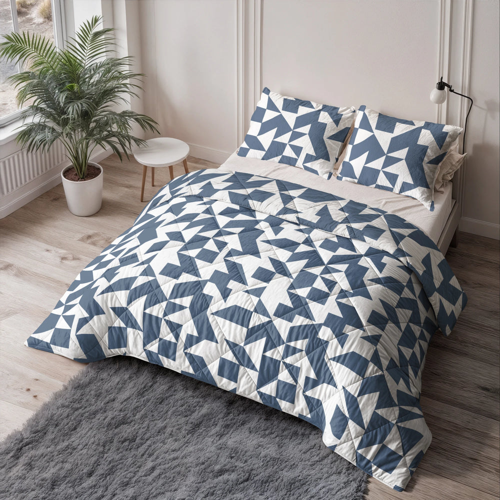 Sleeptime Lazy dekbed zonder overtrek Mado incl. kussensloop - Wit/blauw - bovenaanzicht