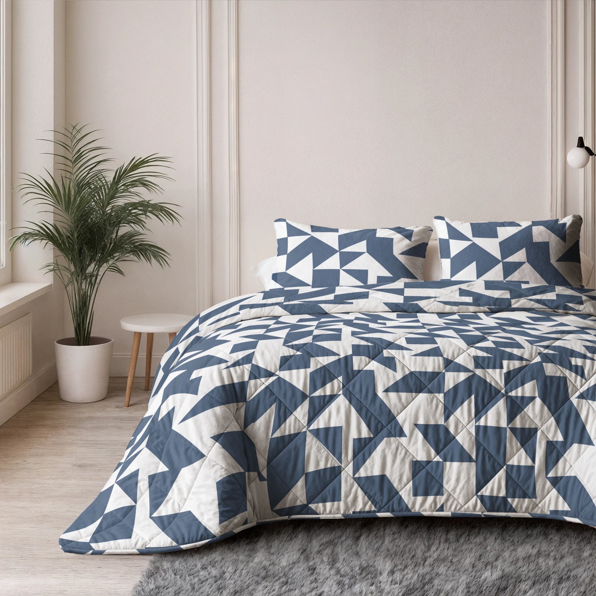 Sleeptime Lazy dekbed zonder overtrek Mado incl. kussensloop - Wit/blauw - sfeerfoto