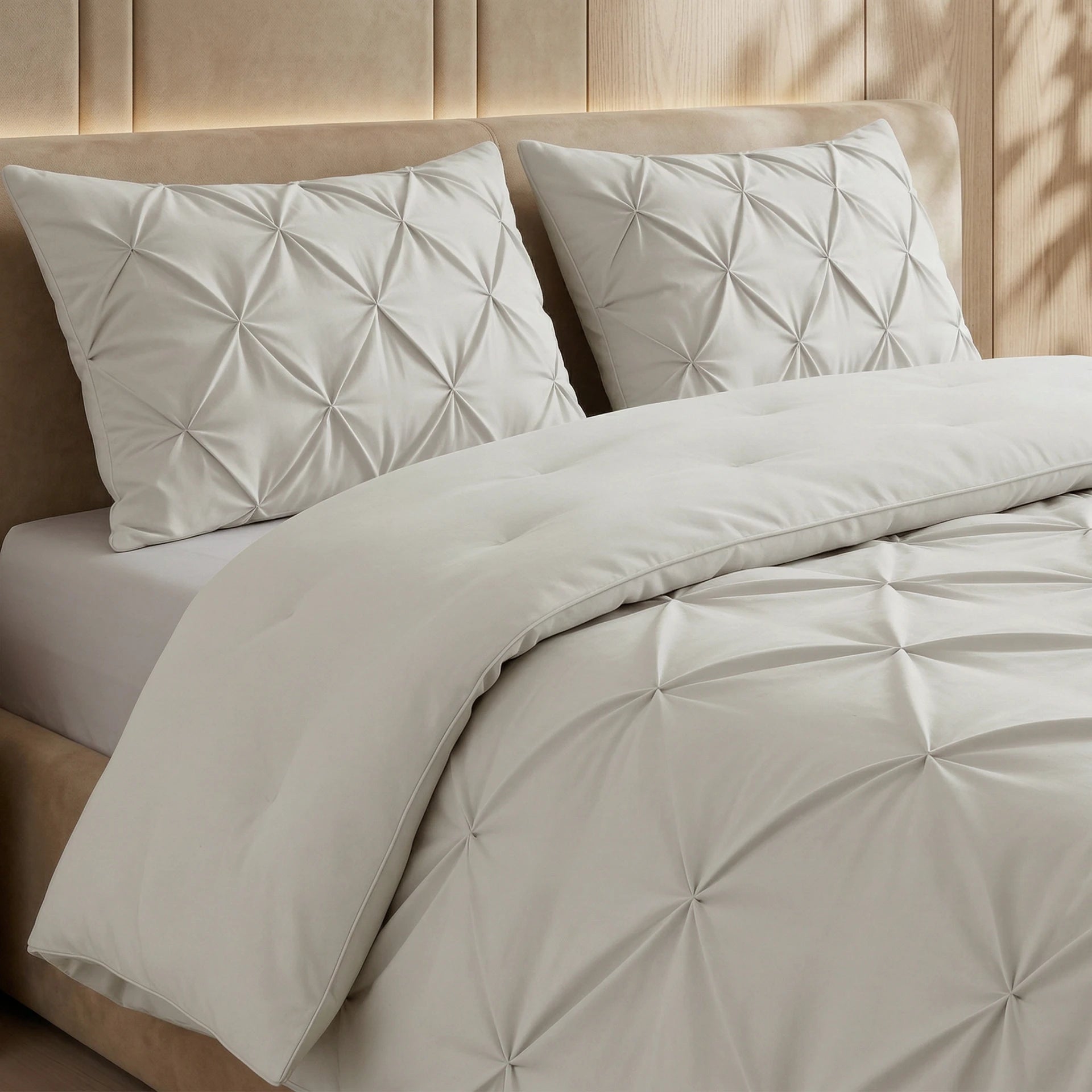 Sleeptime Lazy dekbed zonder overtrek Pintuck - Excl. kussensloop - Off White - bed aanzicht