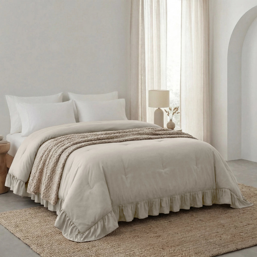 Sleeptime Lazy dekbed zonder overtrek Ruffles excl. kussensloop - Beige/Grijs