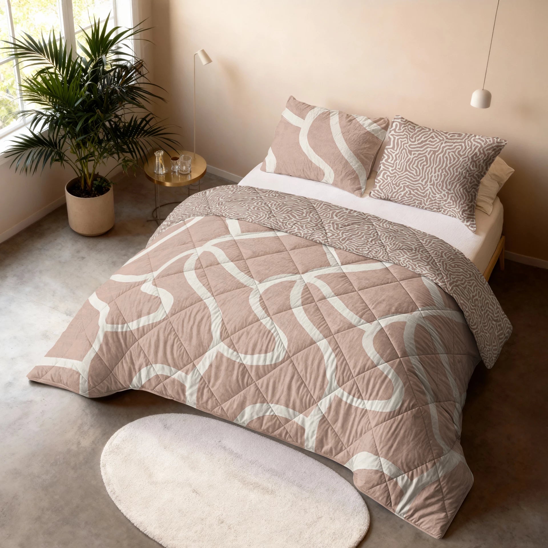 Sleeptime Lazy dekbed zonder overtrek Shapes incl. kussensloop - Zand