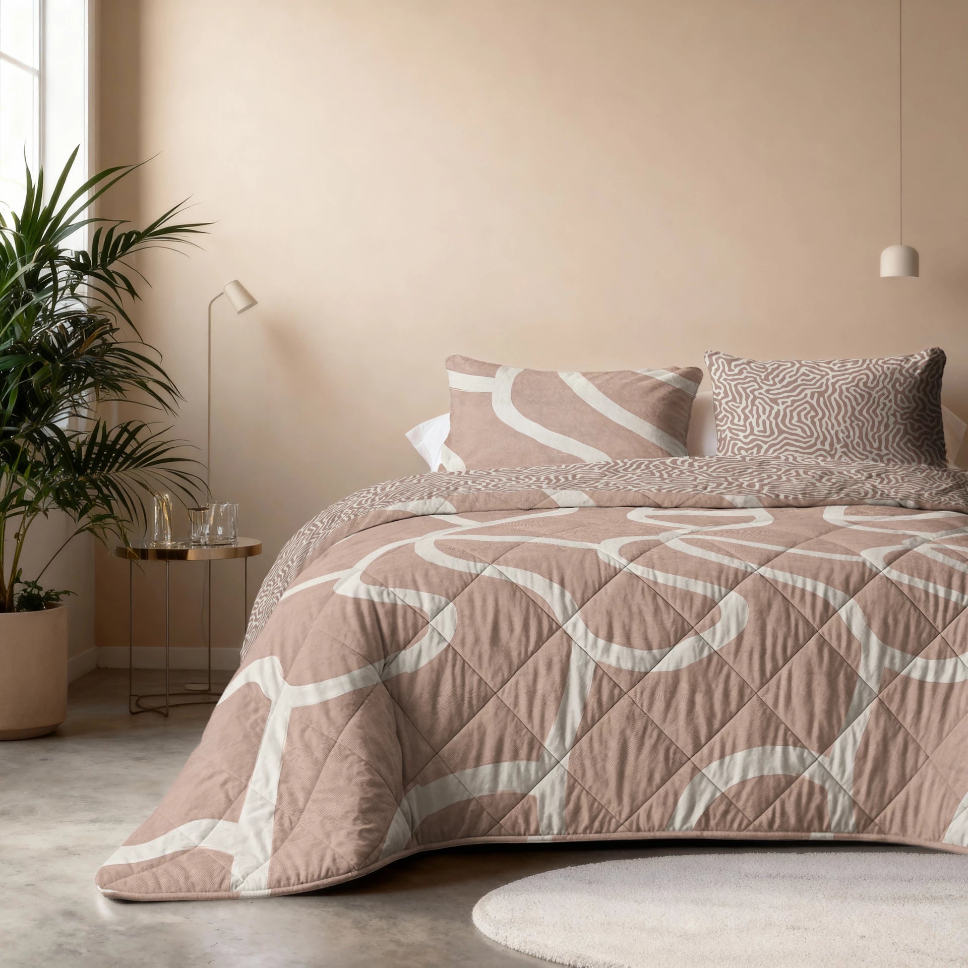 Sleeptime Lazy dekbed zonder overtrek Shapes incl. kussensloop - Zand