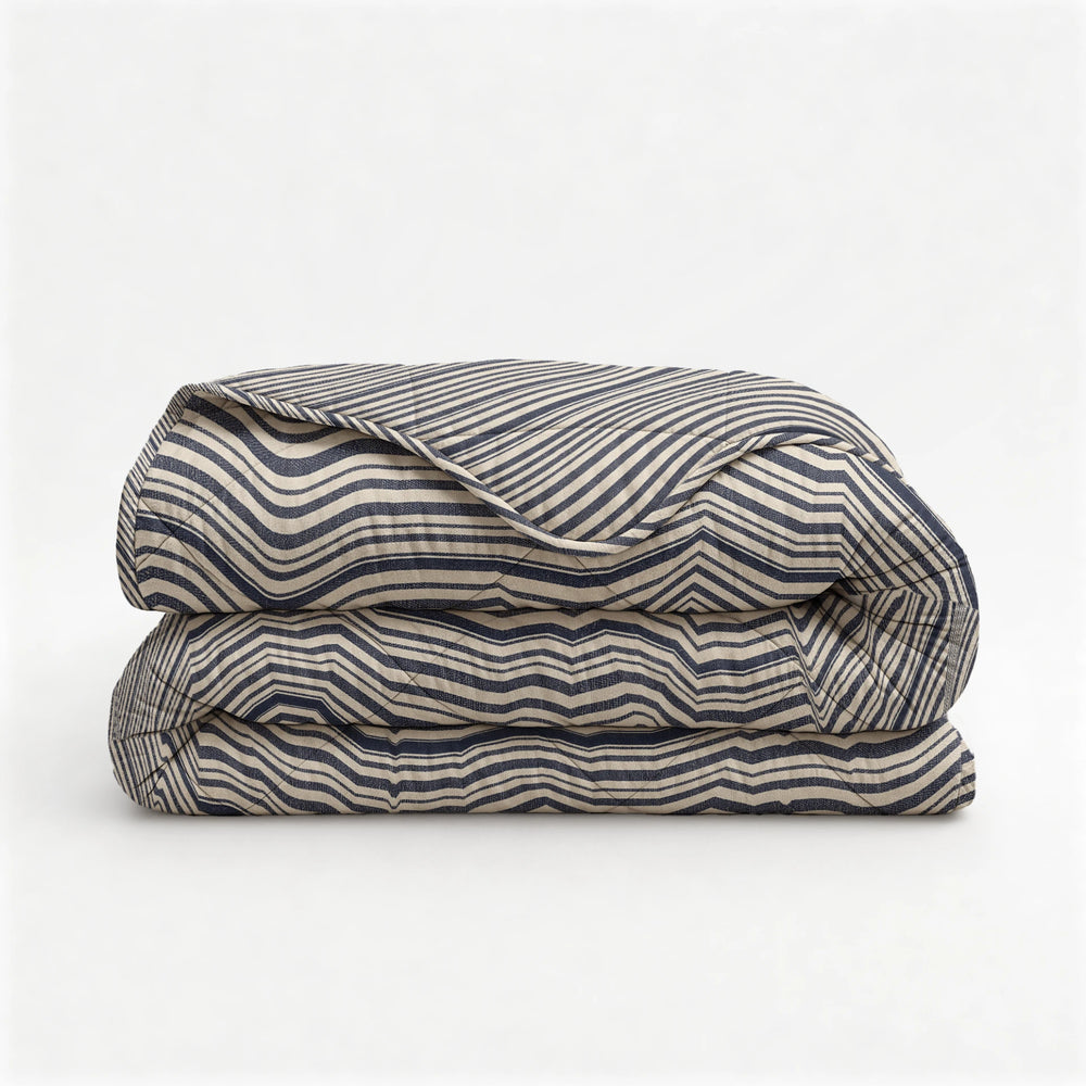 Sleeptime Lazy dekbed zonder overtrek Stripy - Excl. kussensloop - Beige/Blauw