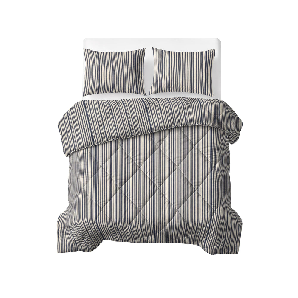 Sleeptime Lazy dekbed zonder overtrek Stripy - Excl. kussensloop - Beige/Blauw - bovenaanzicht